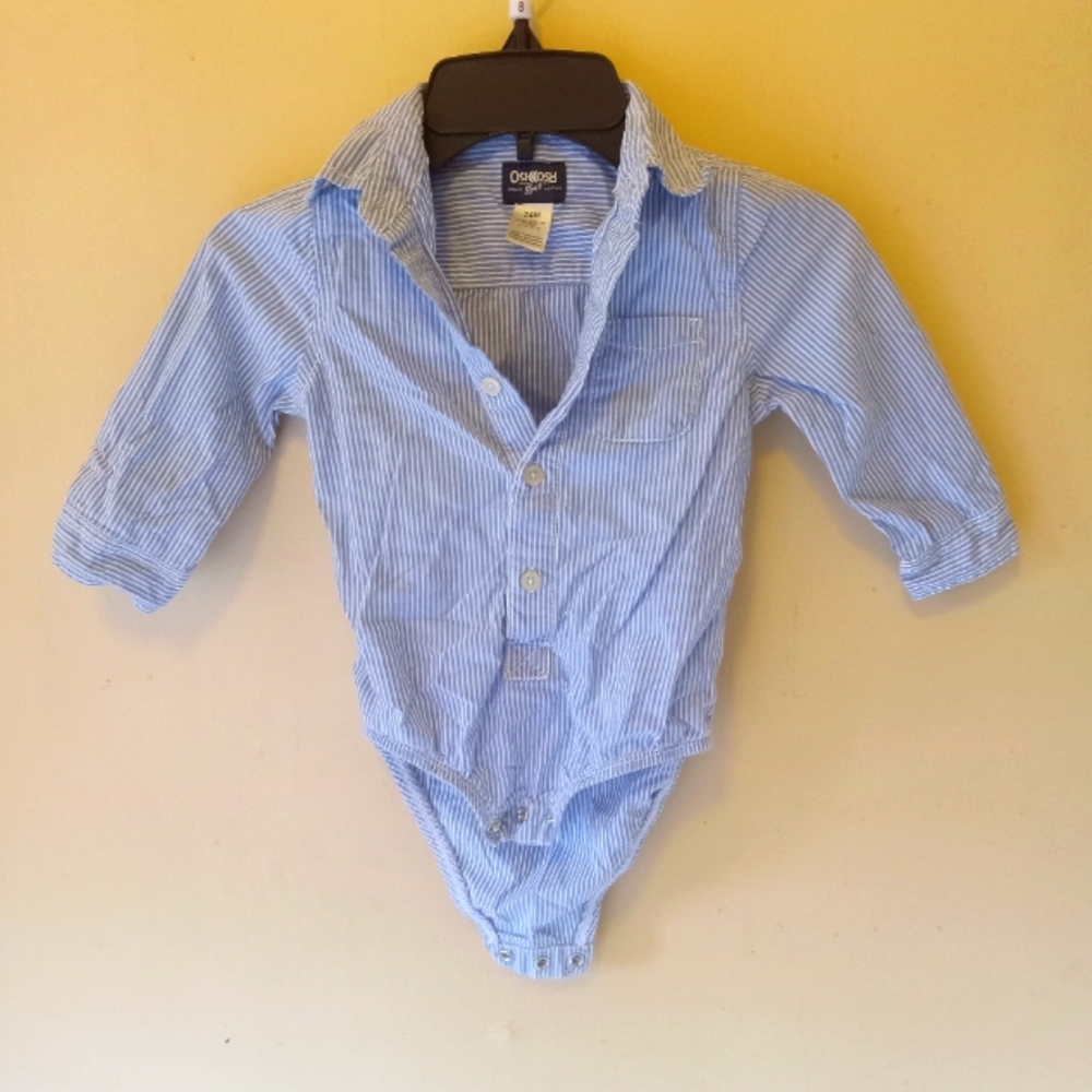 OshKosh B'Gosh dressy onesie light blue and white striped. 24 months. Like new.